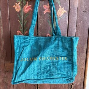 Designer Julian Chichester Teal Tote Bag